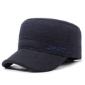 Gorra militar azul marino para hombre con bordado SPIRIT y textura de punto de invierno - Ajustable / Azul marino