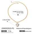 Detail of silver heart photo locket pendant on gold stainless steel chain with measurements - Two-Tone Figaro Chain Heart Locket (JDN0202025-PS)