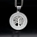 Double-layered zircon Tree of Life pendant necklace with twist chain in stainless steel - Steel Color (Without Chain)
