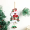 Christmas snowman fabric ornament with red plaid hat and bells on white background - Bell Snowman