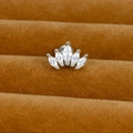 Macro shot of silver crown stud earring with five marquise-cut sparkling zircons - Silver (Marquise Crown Style Y20412-10)