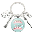 Silver dental keychain with toothbrush, toothpaste, and glass tooth pendant charm - Teeth Washing Contrast (23)