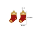 Red and gold Christmas stocking pendant with 13mm height dimensions for DIY jewelry - Christmas Stocking 2