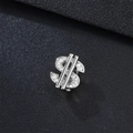 Silver hip hop single tooth grill with dollar sign and sparkling cubic zirconia stones - Dollar Sign / Silver