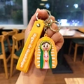 Porte-clés silicone Virgen de Guadalupe avec lanière jaune et anneau doré brillant - Jaune 1