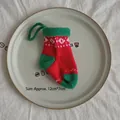 Knitted Christmas stocking ornament in red and white with snowflake pattern, 12x7cm size - Red Green Snowflake Large Sock