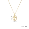 Gold cross necklace pendant featuring white zircon inlay with 25.5mm x 18mm dimensions - Gold Oval Cross (1577)