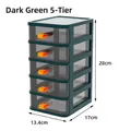 Deep green five-tier desk organizer with semi-transparent drawers and orange handles - 5-Tier / Emerald Green
