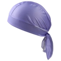 Macro view of purple silky durag showing detailed white stitching and premium fabric - One Size / Solid Light Purple
