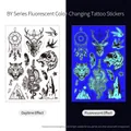 Luminous tattoo sticker BY-005 with neon animal patterns like deer, tiger and wolf - Fluorescent BY-005