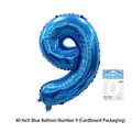 40-inch dark blue number 9 foil balloon for birthday party decorations with paper card - Number 9 / 40 Inch / Blue