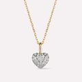 Elegante collana con ciondolo a cuore placcato oro e cristalli pavé su una catena sottile - Collana a Cuore