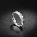Elegant single row crystal titanium steel ring for women in silver finish - US 5 / Silver Single Row