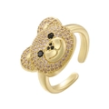 Macro view of teddy bear ring featuring micro-pave pink cubic zirconia and gold plating - Gold Pink Zirconia