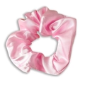 Pink satin fabric scrunchie with a silky finish and soft pleated texture - Pink