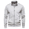 Herren Sweatjacke mit Stehkragen in Grau, Reißverschluss und gerippten Bündchen - S / Hellgrau