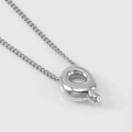 Polished silver Q-letter bubble pendant necklace with minimalist metallic finish - Steel Letter Q
