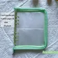Avocado green binder jewelry book with zipper and 30 slots for anti-oxidation PVC storage - Green Zipper 5-Inch 2-Grid (With 30 Bags)