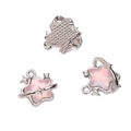 Silver-plated pink star pendant with embedded rhinestones for DIY bracelet jewelry - Pink Star