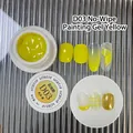 Solid yellow nail gel D03 with 5ml jar and butterfly art sample on silver background - D03 Non-wipe Painting Yellow