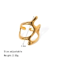 Anillo abierto dorado irregular de tamaño ajustable con diseño de metal líquido - Estilo de Flujo de Lava
