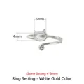 925 silver cat-shaped ring setting in white gold finish for 4x6mm stones - Platinum (Stone 4*6mm)