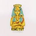 Golden King Tut Pharaoh resin fridge magnet with Egyptian engraving on white background - Colorful Pharaoh Egypt