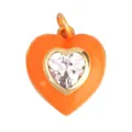Orange heart enamel pendant with central zircon gemstone and golden metal plating - Orange Heart