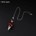Poliertes Roter Achat Kristallkugel Pendel Halskette mit Silberkette und Metallspitze - Roter Achat