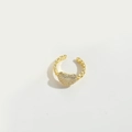 Elegante anello aperto placcato oro con design pavé di zirconi a forma di cuore - Anello Aperto Cuore Zirconia / Oro