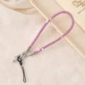 Elegant pink rhinestone phone wrist strap with silver lobster clasp on a textured background - 6mm Rhinestone Lobster Clasp Charm - Pink (K3467)