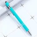 Tiffany blue 2-in-1 stylus ballpoint pen with rubber touch tip and metallic silver accents - Teal