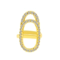 Verstellbarer goldener Nagelring mit doppelter ovaler Zirkonia-Pavé-Fassung im modernen Stil - Doppelt Überlappender Ovaler Stil (9913) / Leichtes KC Gold