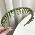 Matte dark green wavy anti-slip headband with fine comb teeth for hair styling - Light Green