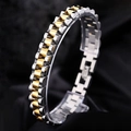 Pulsera de eslabones de acero inoxidable bicolor oro y plata estilo reloj para mujer - 18cm / Bicolor (Oro y Plata)