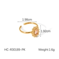 Detailed dimensions of gold flower ring with pink oval stone and white zircon accents - Pink Main Stone (HC-R30189-PK)