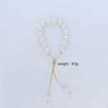 Adjustable copper gold-plated bead bracelet with white pearls and 8.9g weight feature - 10mm Faux Pearl Bracelet (N065)