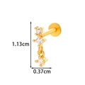 Gouden labret piercing met hangende heldere zirkonia steentjes en maatvoeringen - Vierkante Edelsteen Hanger Stijl (2606-4#) / Goud