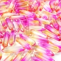 Polished hexagonal natural crystal point pendant in pink and yellow gradient colors - Gradient Pink Yellow