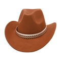 Classic brown felt western cowboy hat featuring white star pattern decorative band - One Size / Khaki