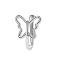 Silver non-piercing clip-on nose ring with butterfly design and zirconia stones - Butterfly Shape (A-575) / Silver
