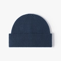 Dicke dunkelblaue Rippstrick-Beanie mit breitem Umschlag für Herren und Damen - Einheitsgröße / Dunkelblau (23B078)