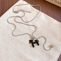 Vintage silver snake chain necklace with black horse pendant and gold star accent - Pony Style / Silver-Black