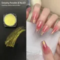 Iridescent aurora nail powder number 03 with golden green pearlescent chrome finish - 03# Fairy Powder