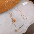 Vintage gold layered necklace featuring tiger eye bead and elegant snake chain design - 12# Gold-Oval