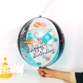 Transparent space astronaut birthday balloon with rocket prints and Happy Birthday text - 4D Astronaut Birthday