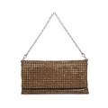 Abendtasche in Goldbraun mit Strassbesatz und abnehmbarem silbernem Kettenriemen - Gold