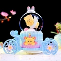 Blue capybara carriage snow globe music box with bear mascot and dreamlike lighting - MK Medium 80 Snowfall + Color Light / 2426 Blue Base