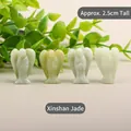 Hand-carved New Mountain Jade angel figurines set in light green crystal, height 2.5cm - Xinschan Jade
