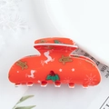 Weihnachts-Haarklammer in Orangerot mit Print von Lebkuchenmännern und Rentieren - Lebkuchenmann/Rentier-Muster / Rot-Orange